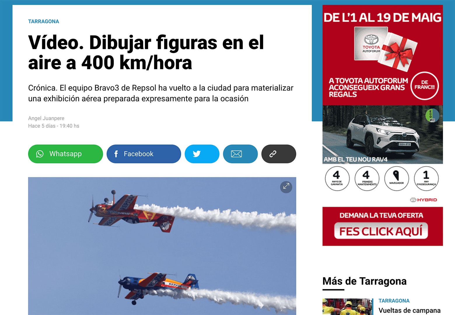 Bravo3 Repsol: Exhibición de Juan Velarde y Castor Fantoba en Tarragona Bravo3 Repsol: Exhibición de Juan Velarde y Castor Fantoba en Tarragona